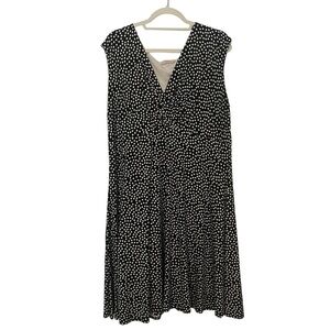 Gilli Women’s Black & White Polka Dot Sleeveless Midi/Tea Length Dress - Size 3X